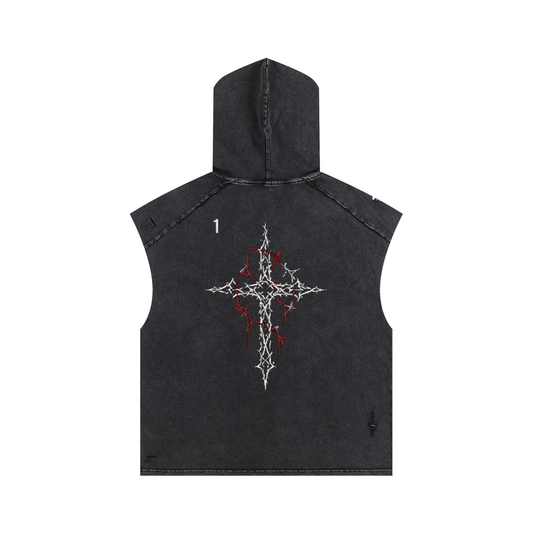 Gladiator of the Damned Snow Washed Boxy Hooded Tank Top