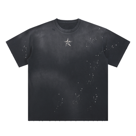 Street Brawler Hand-Frayed Sunfade Paint Splatter T-Shirt
