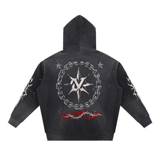 Crimson Killer Vintage Washed Frayed Fleece Hoodie